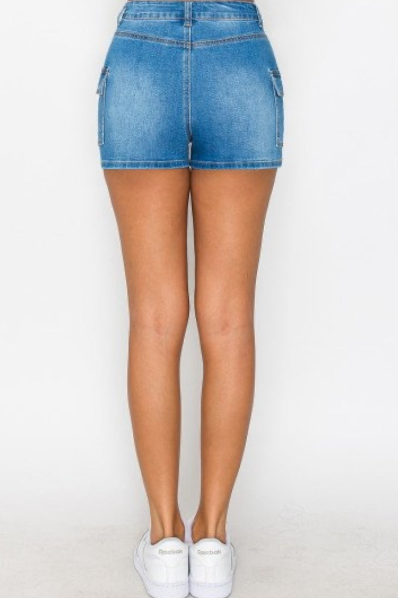 Denim Cargo Pocket Shorts
