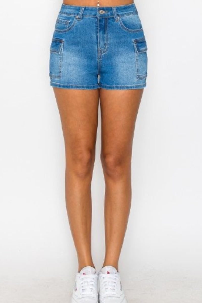 Denim Cargo Pocket Shorts