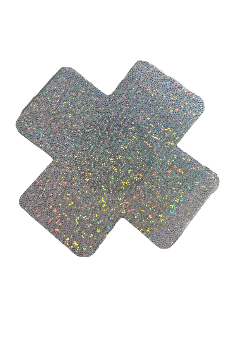 Disco X Cross Pasties Nipple Covers - Silver