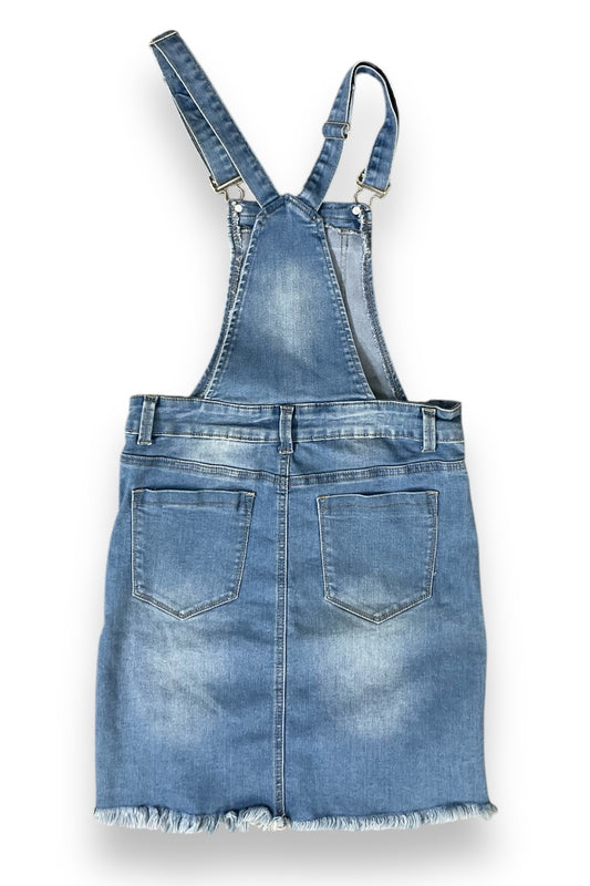Distressed Lace Up Skirt Denim Overalls