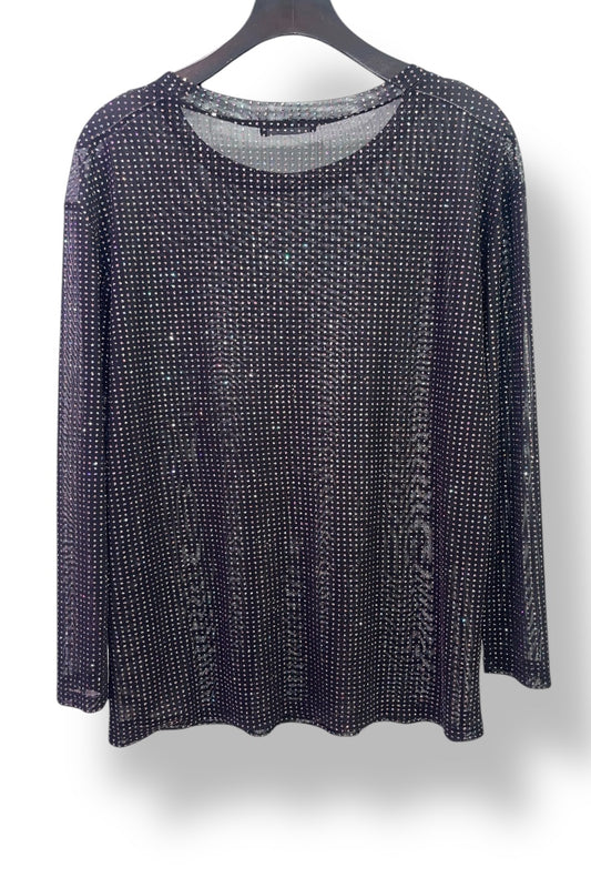Dotted Glitter Long Sleeve Mesh Top