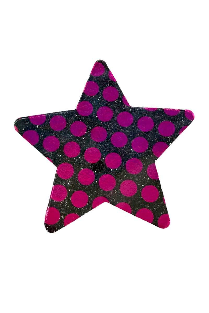 Dotted Glitter Star Nipple Covers - BLACK