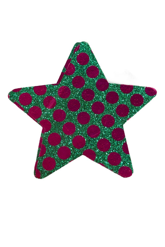 Dotted Glitter Star Nipple Covers - GREEN
