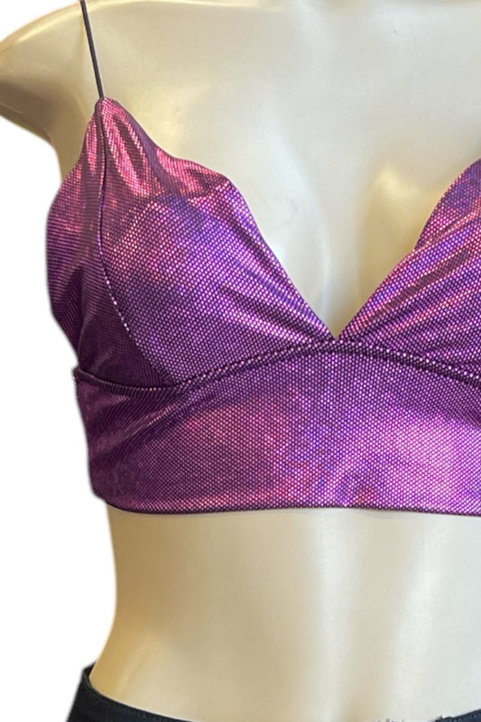 Dotted Metallic Cami Crop Top