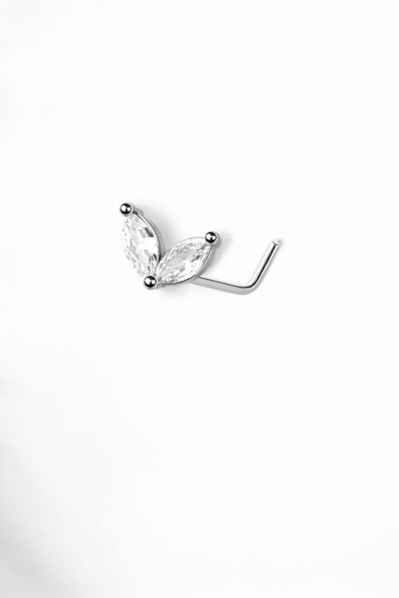 Double Marquise Leaf Nose Ring - L Shape