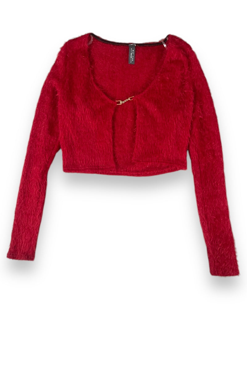 Faux Fur Cropped Cardigan