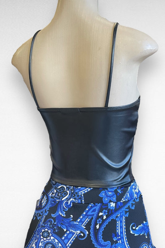 Faux Leather Cami Cropped Top