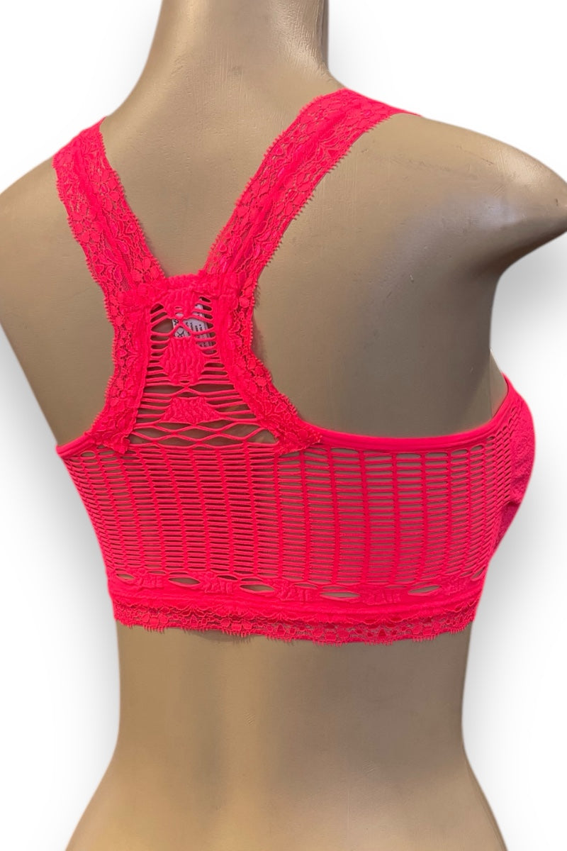 Fishnet and Lace Padded Bralette