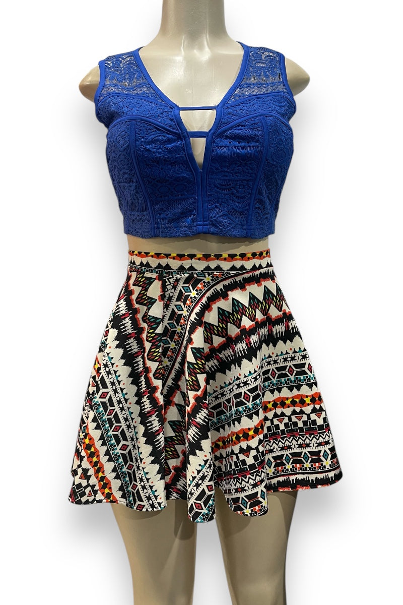 Floral Lace Ladder Cut Crop Top