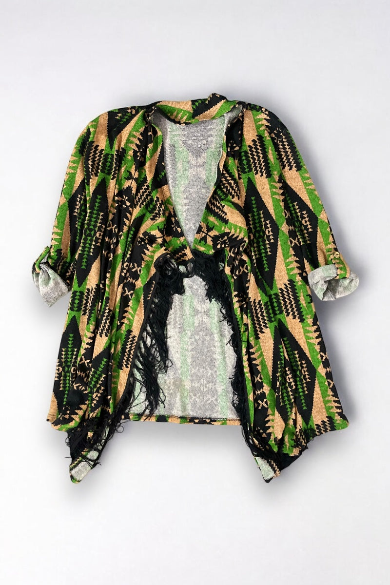 Geo Pattern Poncho Cape Cardigan