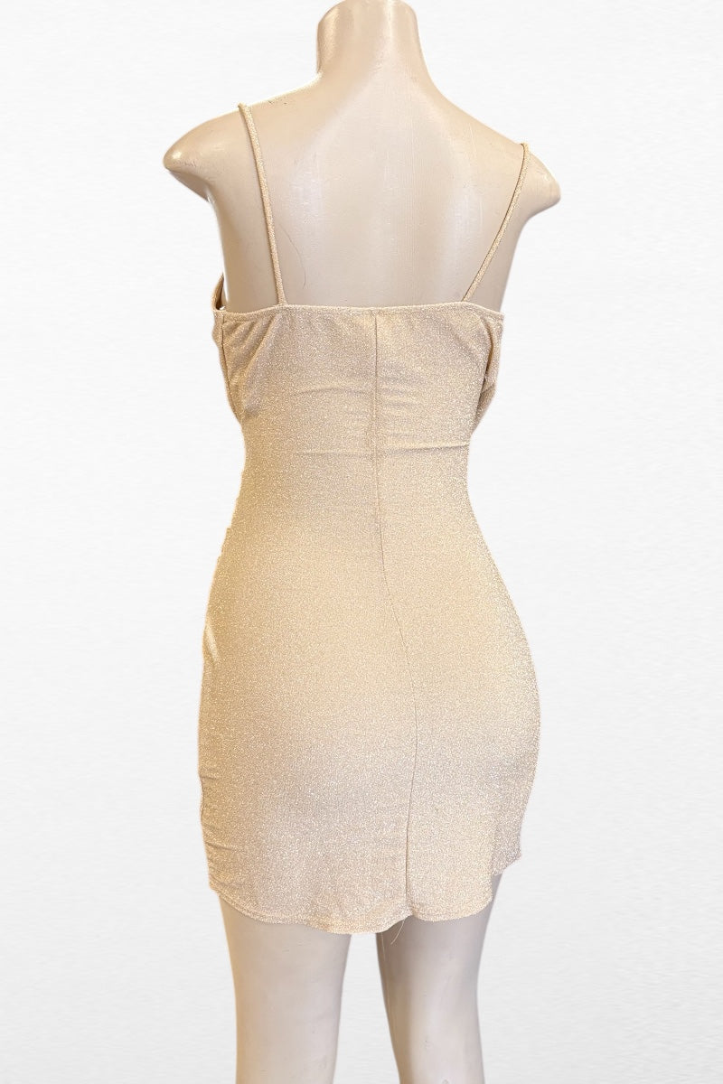 Glitter Wrap Ruched Dress
