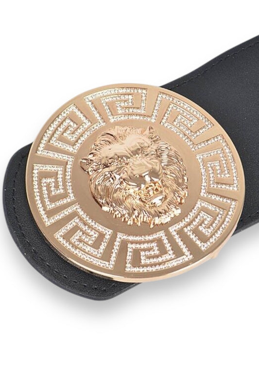 Greek Crystal Lion Buckle Elastic Belt