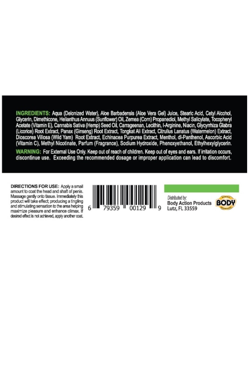 Back label of a product with ingredients and directions on a white background