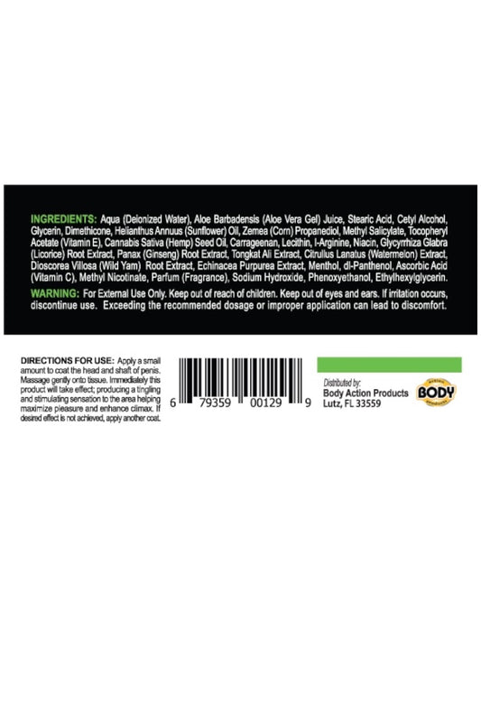 Back label of a product with ingredients and directions on a white background