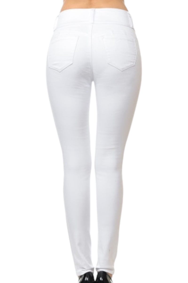High-Rise Push-Up Super Comfy 3 Button Pants - White