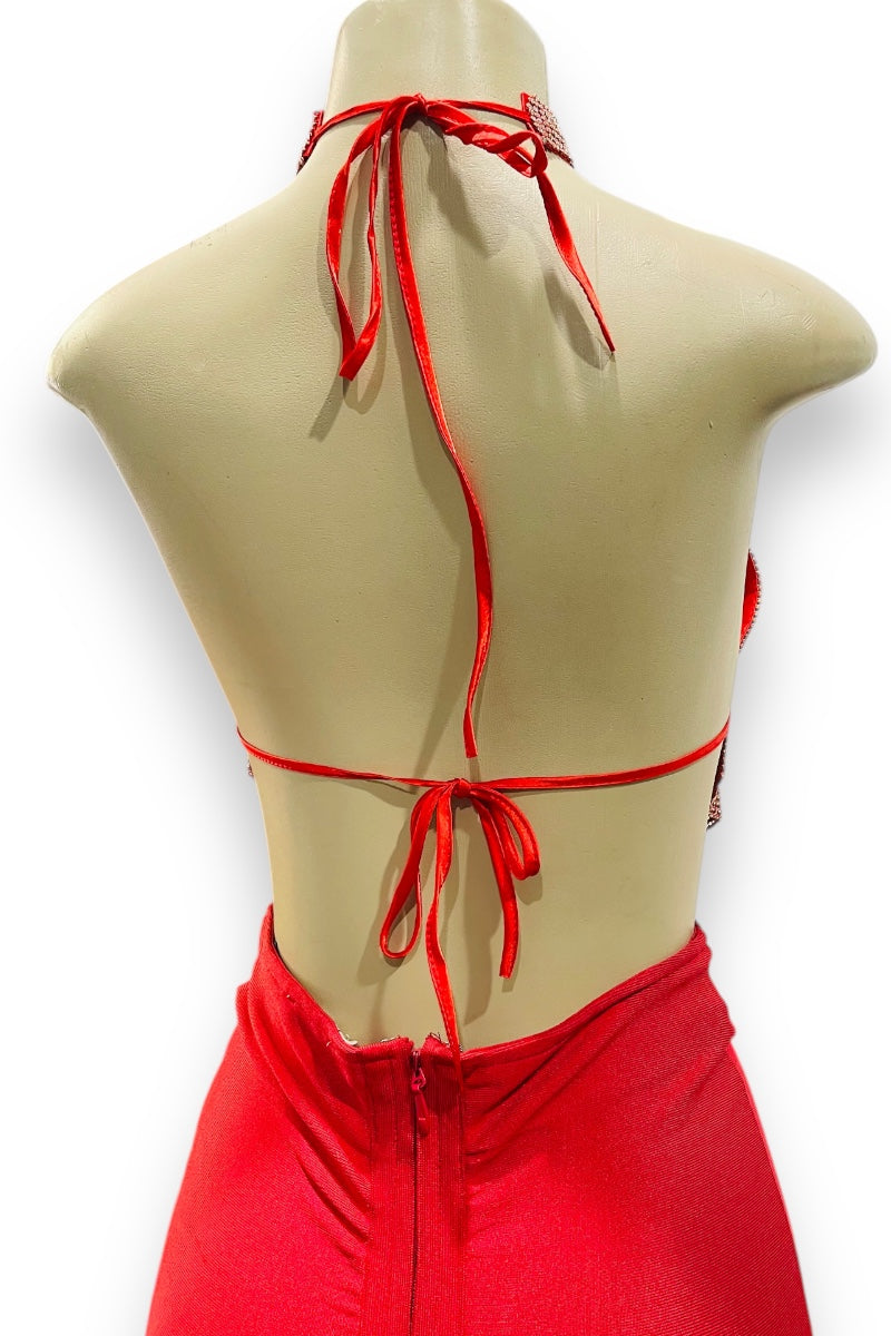 High Neck Rhinestone Halter Top