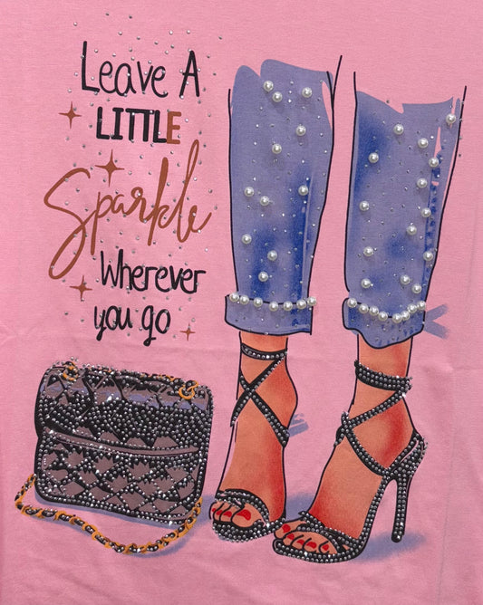 Sparkle Pearl Beaded Graphic Tee Shirt #2591