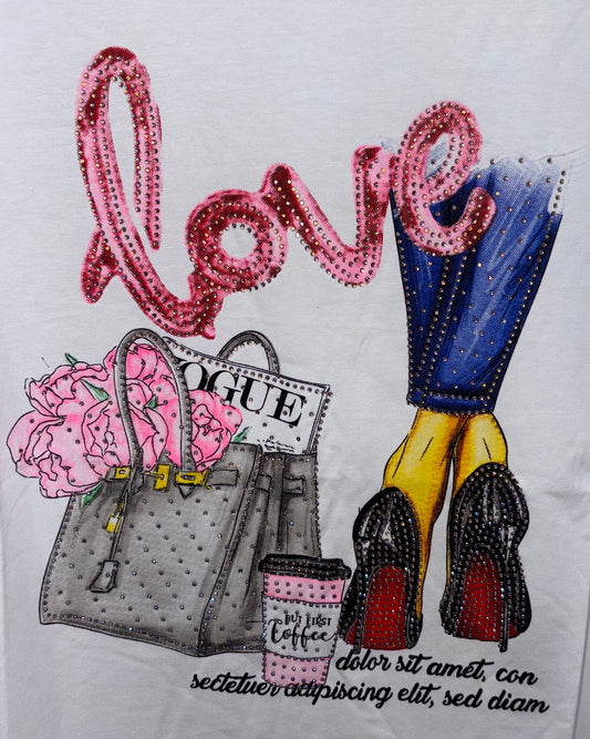 Pink Love Glam Graphic T Shirt