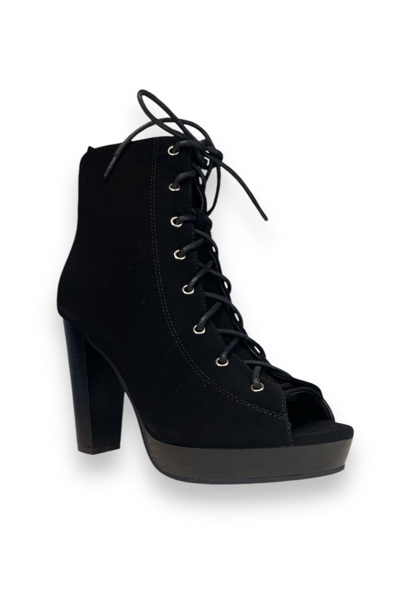 Black lace up boots open toe online