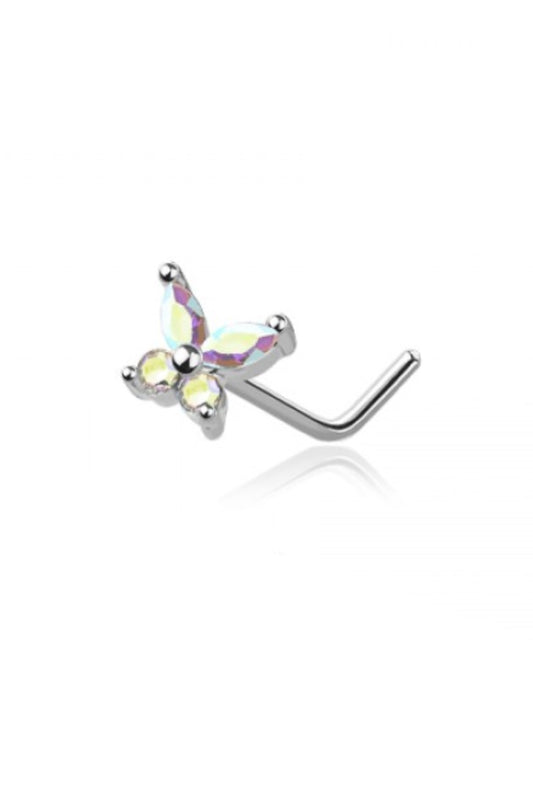 Colorful Butterfly Nose Ring - L Shape