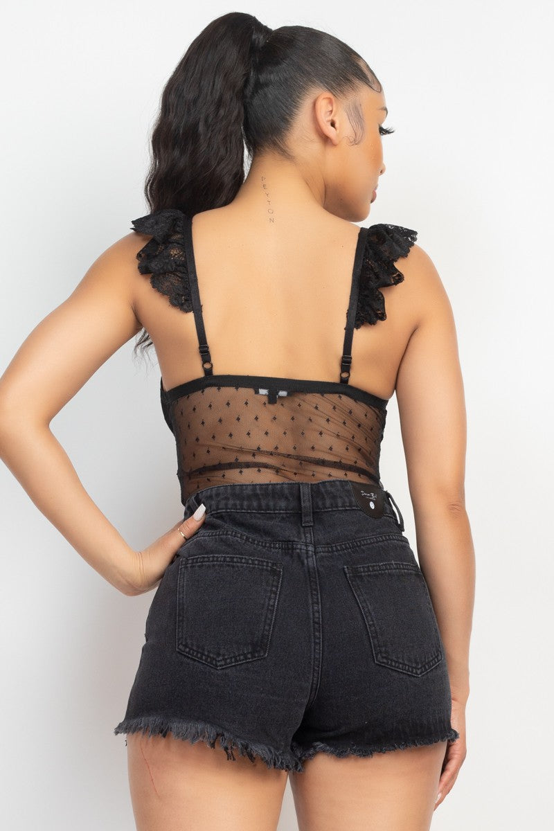 Sweetheart Cut-out Ruffle Bodysuit #IT91456
