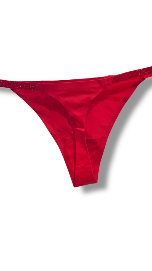 Laser Cut Rhinestone Detail Thong