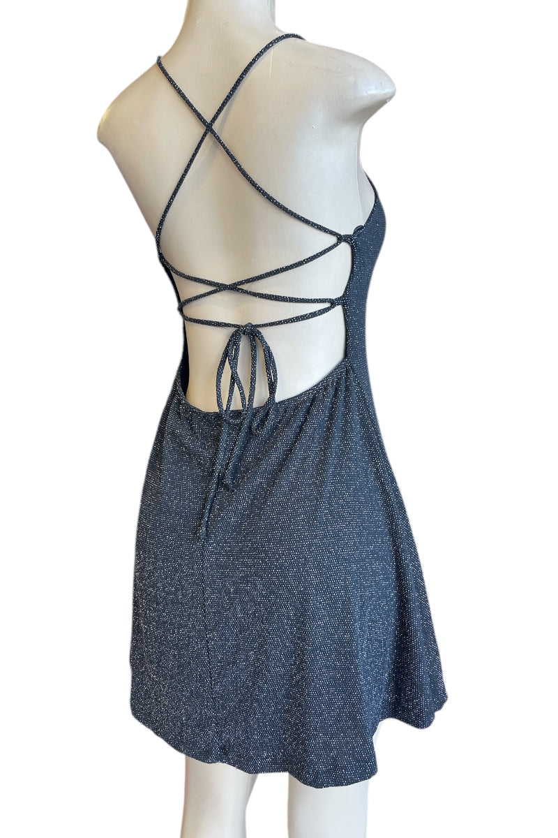 Lurex Crossed Back A Line Mini Dress