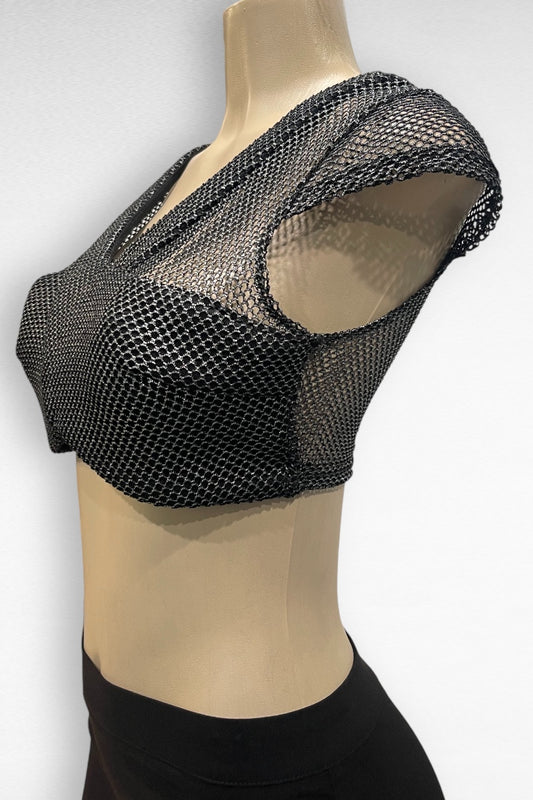 Metallic Fishnet Crop Top