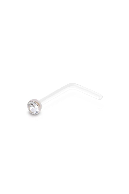 Diamond L Shaped Bio Flex Nose Ring - Clear