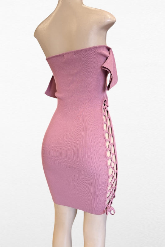 Off Shoulder Criss Cross Ribbed Dress