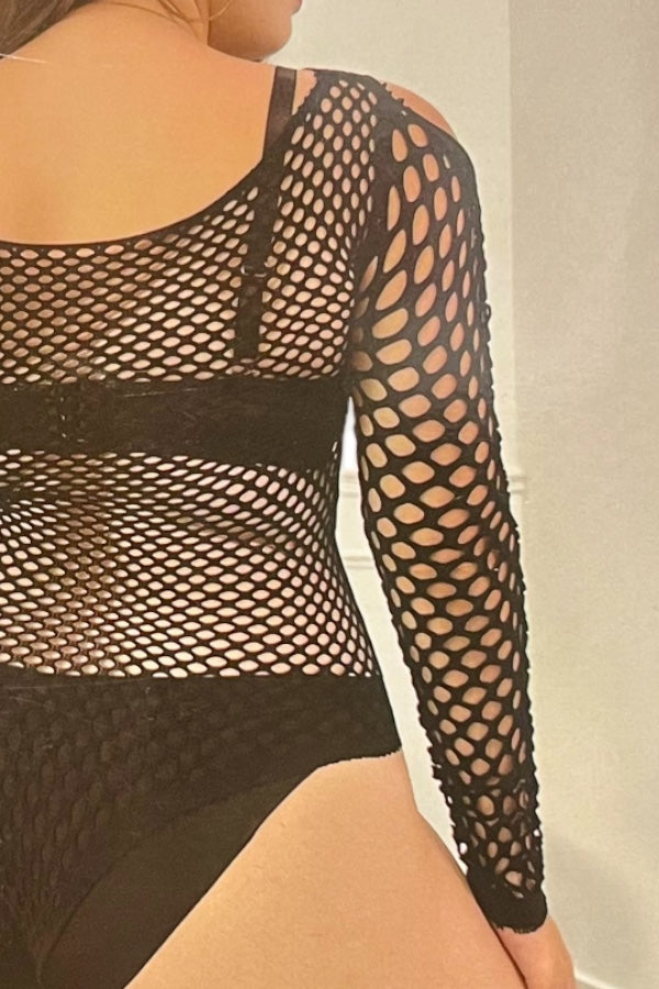 Cold Shoulder Fishnet Teddy