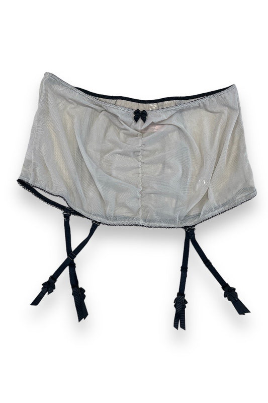 Satin and Lace Garter Skirt - Grey