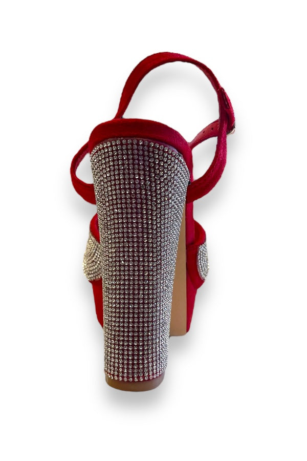 Crossed Rhinestone Platform Heels