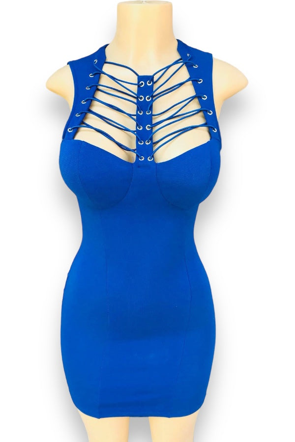 Lace Cord Halter Dress