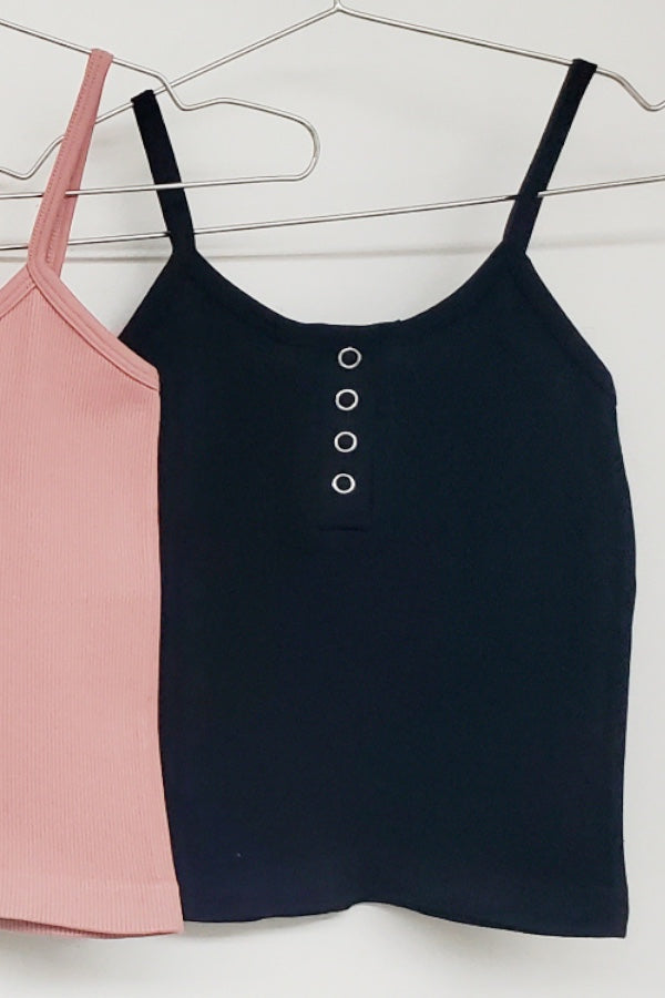 Rib Snap Button Cami