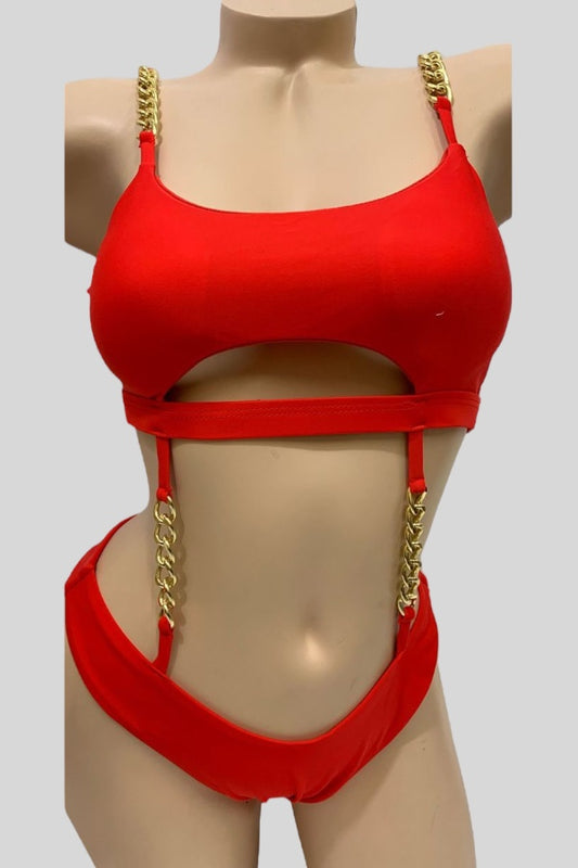 Cut Open Chain Swimsuit