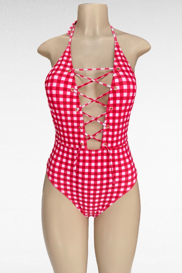 Picnic Lace Up One Piece Bikini