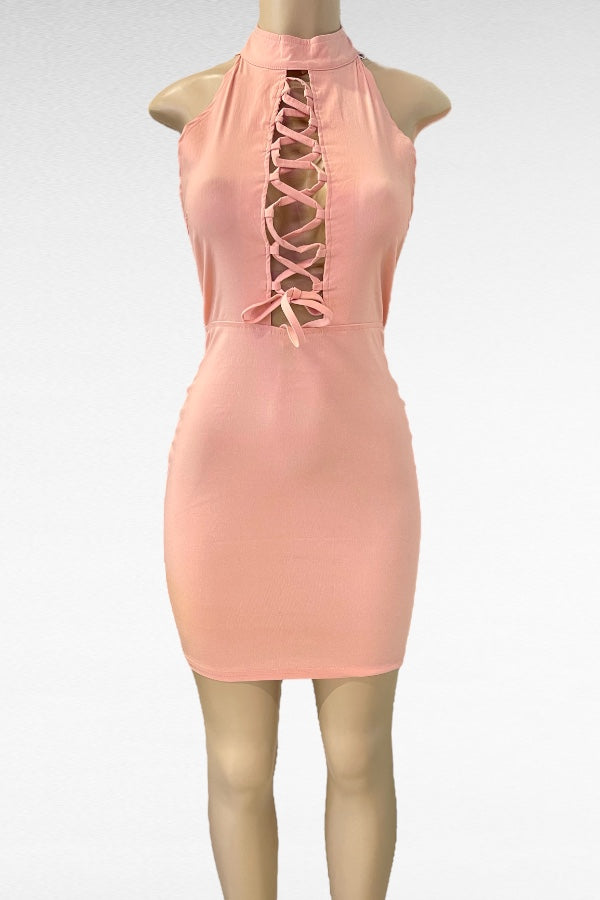 Cut Open High Neck Dress