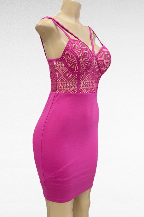 Caged Bustier Lace Dress