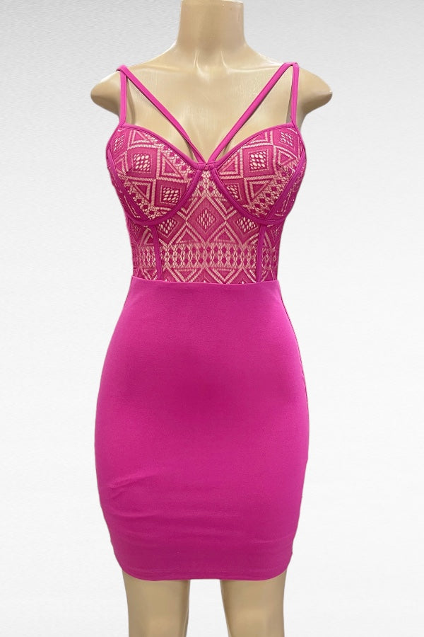 Caged Bustier Lace Dress