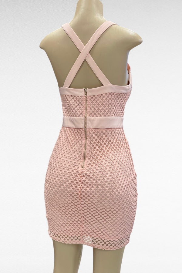 Fishnet Crossed Back Bodycon Dress