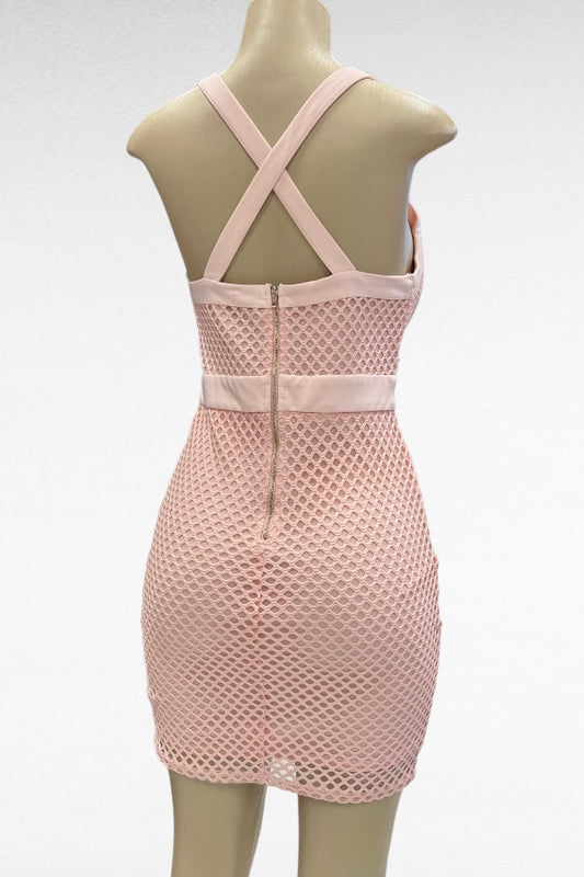 Fishnet Crossed Back Bodycon Dress