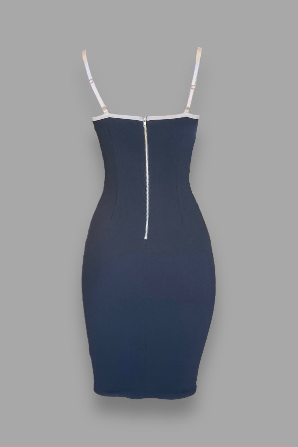 Piping Bustier Strap Color Block Dress