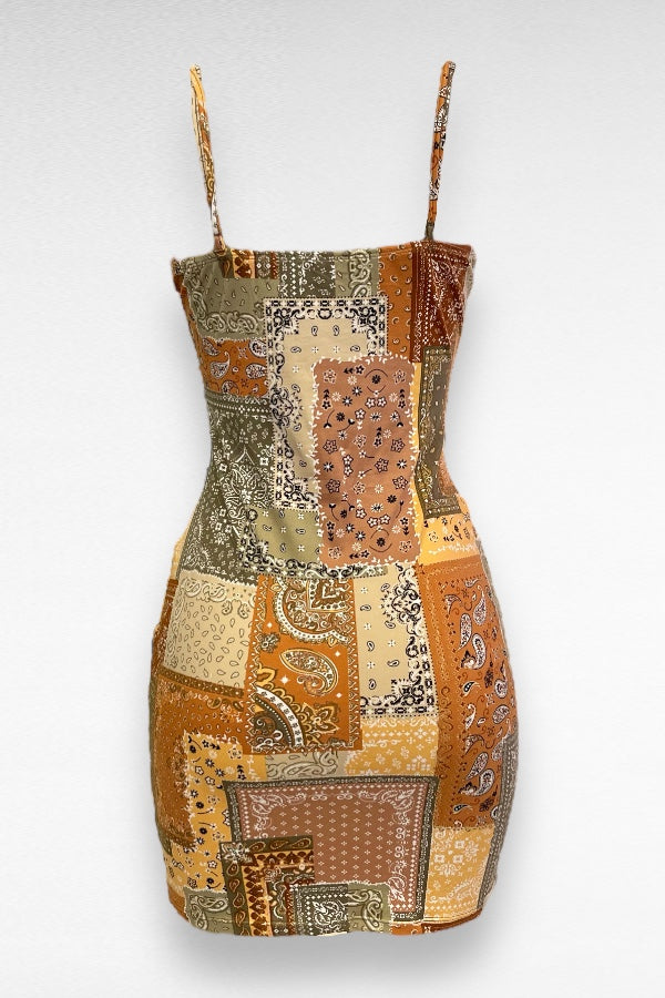 Bandana Paisley Patchwork And Floral Mini Dress