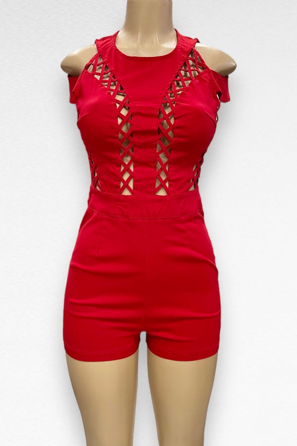 Lace Up Off Shoulder Romper