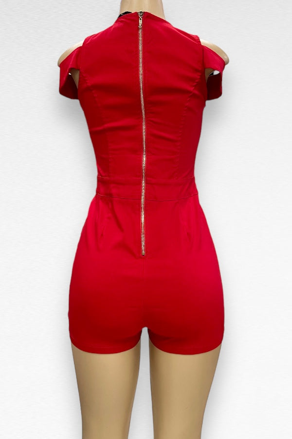Lace Up Off Shoulder Romper