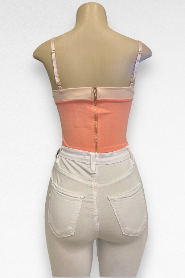 Sweetheart Piping Contrast Top