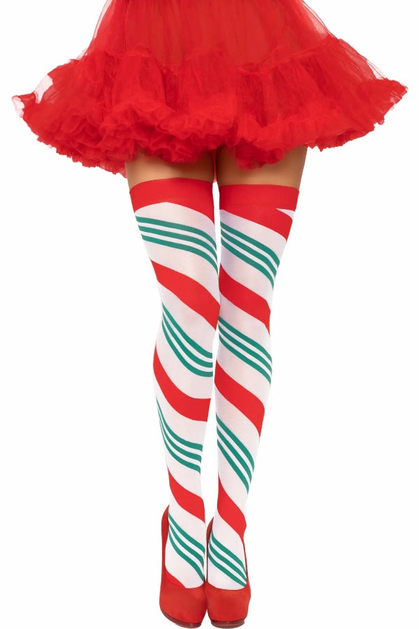 Jolly Holiday Striped Thigh Highs