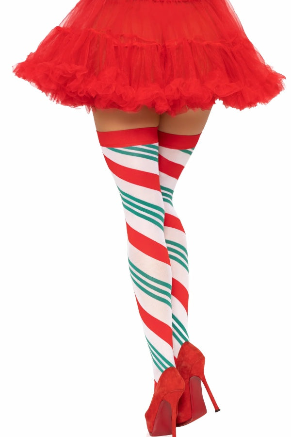 Jolly Holiday Striped Thigh Highs