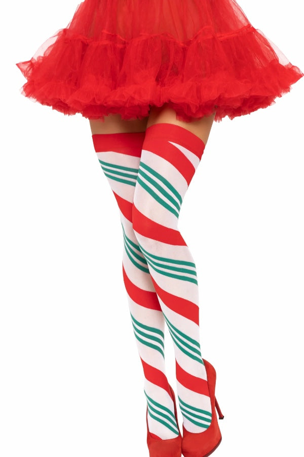 Jolly Holiday Striped Thigh Highs